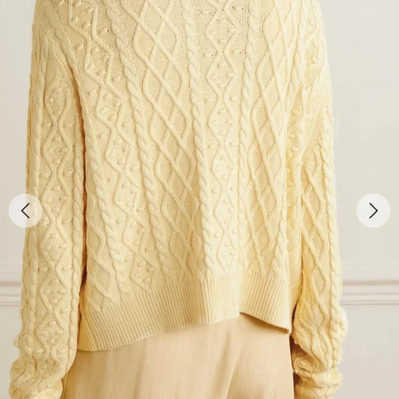 LouLou Studio Women's Scoop Neck Cable Knit Silk/Linen Cardigan Sweater. Size M - Picture 4 of 10